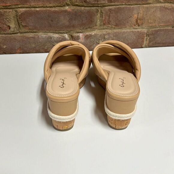 Qupid Beige Puff Slide Platform Wedge Sandal Size 6 NEW - Picture 4 of 8